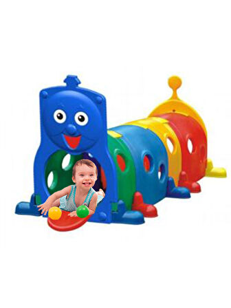 Mutlu Tren Oyun Tüneli Plastik Renkli Tırtıl Tünel Anaokulu Oyuncak Çocuk Tırtıl Oyun Tüneli