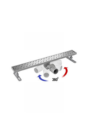 360° Dönerli Lineer Süzgeç - Yan Çıkışlı - Paslanmaz Krom