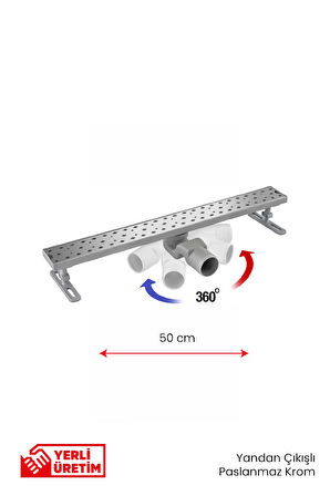 360° Dönerli Lineer Süzgeç - Yan Çıkışlı - Paslanmaz Krom