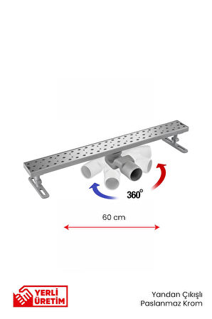 360° Dönerli Lineer Süzgeç - Yan Çıkışlı - Paslanmaz Krom