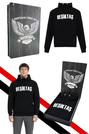 BEŞİKTAŞ ERKEK KAPÜŞONLU SWEATSHIRT LAZER KUTU HEDİYELİ