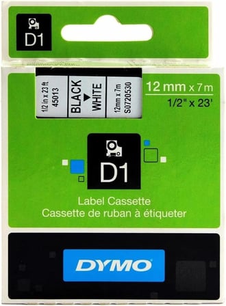 DYMO Şerit D1 12Mmx7Mt Beyaz/Siyah 720530 45013