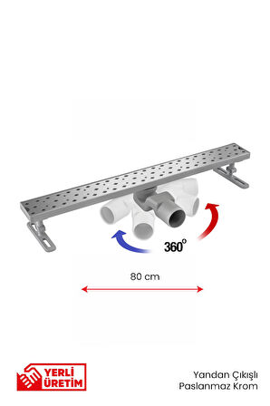 360° Dönerli Lineer Süzgeç - Yan Çıkışlı - Paslanmaz Krom