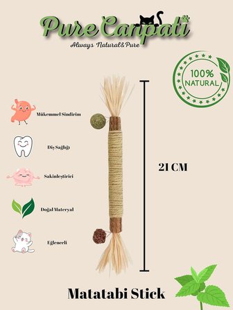 Kedi Naneli Matatabi Çubuğu– Kediler Için Doğal Oyun ve Mutluluk 3 Adet