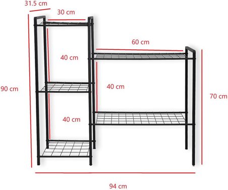 DEKORATİF METAL AYAKLI 5 TEL RAFLI SAKSILIK KATLI SAKSI STANDI ÇİÇEKLİK BAHÇE VE BALKON DEKORU GARDEN