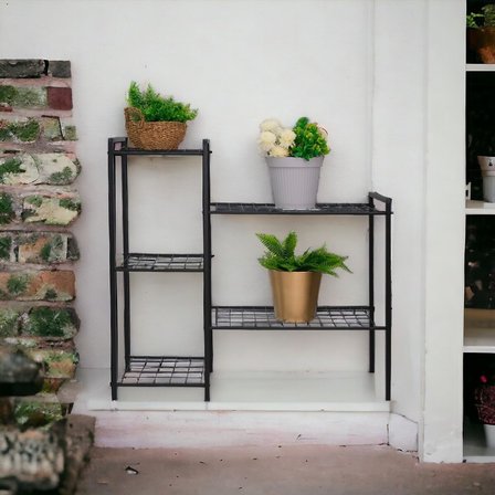 DEKORATİF METAL AYAKLI 5 TEL RAFLI SAKSILIK KATLI SAKSI STANDI ÇİÇEKLİK BAHÇE VE BALKON DEKORU GARDEN