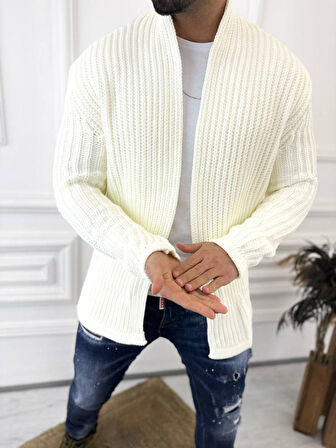 Hırka Kalın Örgü Şal Yaka Cepli Panço Triko Hırka