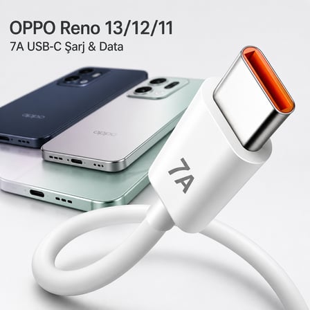 Bowie 120W 7A USB-C Hızlı Şarj Data Kablosu OPPO Reno 13 Reno 12 Reno 11