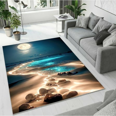 Colorix Carpet Dijital Baskı Dekoratif Kaymaz Taban Antibakteriyel Yıkanabilir Halı No:2000 Mavi 120 x 180
