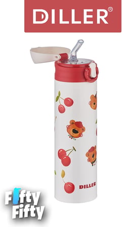 DILLER 480 ML Pipetli Paslanmaz Çelik Termos Vacum Cup Kilitli Kapak -FFDILLERD9228