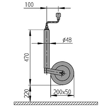 Al-Ko  Tekerden Stoplu 48mm 150Kg Karavan/Römork Destek Tekerleği