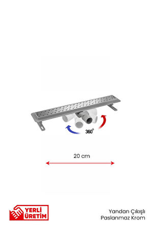 360° Dönerli Lineer Süzgeç - Yan Çıkışlı - Paslanmaz Krom - Seramik Uyumlu