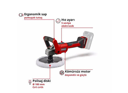 Einhell CE-CP 18/180 Li E 2093320 Akülü Polisaj Makinesi 4 Ah Çift Akü