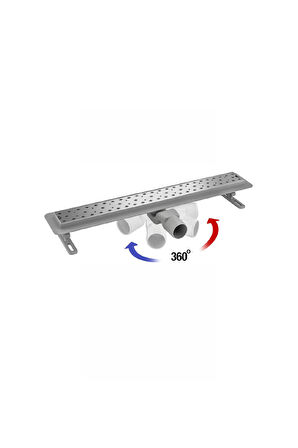 360° Dönerli Lineer Süzgeç - Yan Çıkışlı - Paslanmaz Krom - Seramik Uyumlu
