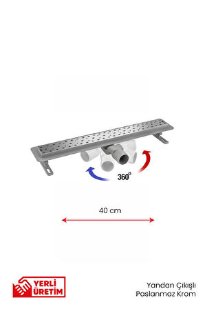 360° Dönerli Lineer Süzgeç - Yan Çıkışlı - Paslanmaz Krom - Seramik Uyumlu