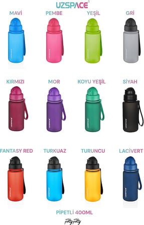 Uzspace Pipetli 400 ml Tritan Çocuk Su Matarası FiftyFifty