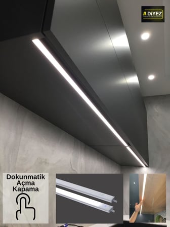 Dekoratif Mutfak Tezgah Üstü Led Lineer Aydınlatma - Dokunmatik On - Off Tuşlu (3000K Gün Işığı, 50cm)