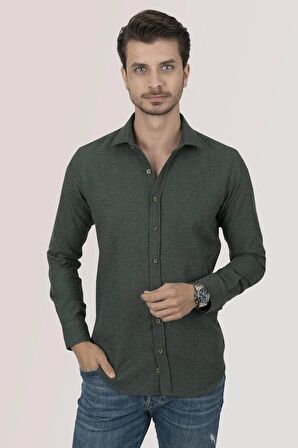 Koyu Yeşil Oduncu Slimfit Gömlek