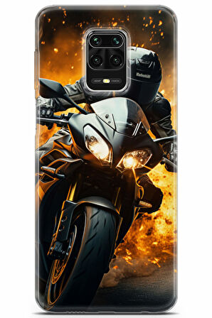 Xiaomi Redmi Note 9 Pro uyumlu Otomoto 10 UV Silikon Siyah Motorsiklet