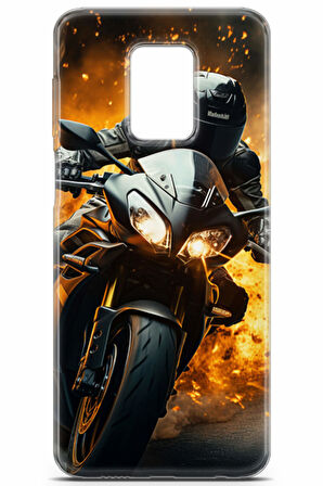 Xiaomi Redmi Note 9 Pro uyumlu Otomoto 10 UV Silikon Siyah Motorsiklet