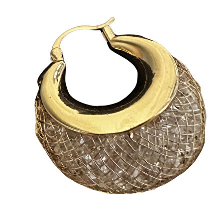 Uretti - İREM 3914 İnce Tel Örme Zirkon Taşlı Sepet Küpe