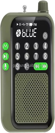 C9 Bluetooth Şarjlı Radyo USB &amp; TF Kart Okuyucu Deprem Çantasına Uygun FM Radyo, Haki