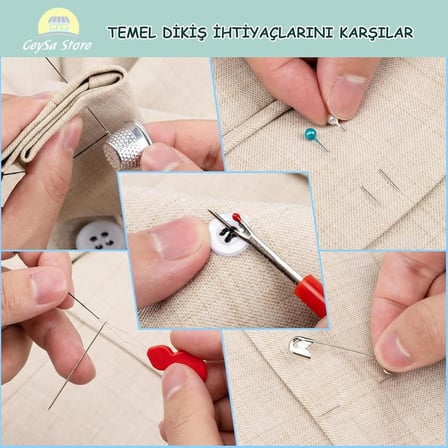 Dikiş Seti - Taşınabilir Mini Acil Durum ve Seyehat Dikiş Kiti | İplik, İğne, Makas, Mezura Dahil | Seyahat ve Ev Kullanımı İçin | Kadın &amp; Erkek Hediye Seti (Set-3)