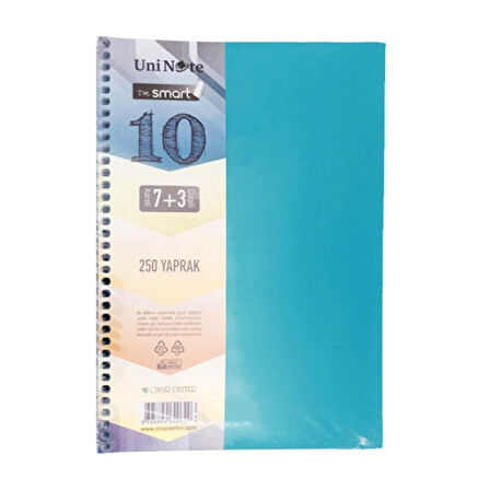Çınar Im Smart A4 250 Yaprak Plastik Kapak Spiralli 7 Kareli + 3 Çizgili Ayraçlı Defter (62062)