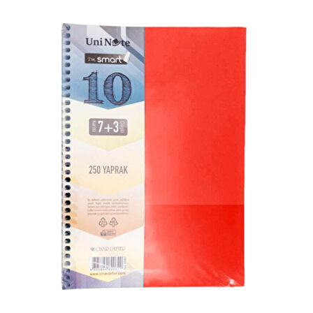 Çınar Im Smart A4 250 Yaprak Plastik Kapak Spiralli 7 Kareli + 3 Çizgili Ayraçlı Defter (62062)