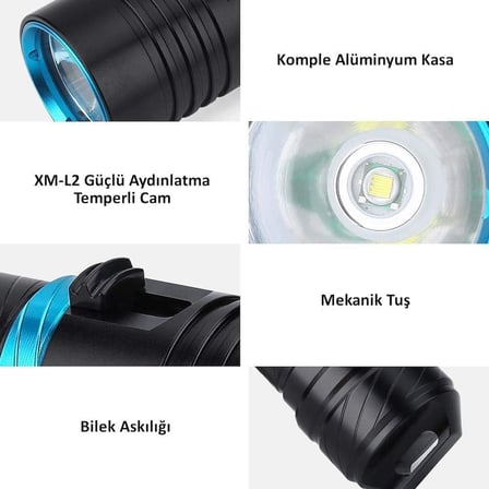 Profesyonel Şarjlı Su Altı Dalış Feneri Metal Kasa Yüksek Aydınlatma Su Geçirmez 2000mAh Kutulu