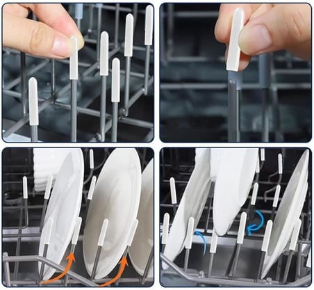 Bulaşık Makinesi Sepet Koruyucu Kapak Uçları, Gri Plastik, Tabak ve Bardak Rafı için Pas ve Çizilme Önleyici 100 Adet (Beyaz)