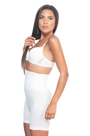 BEYAZ MI Emay 2075 Yüksek Bel Desenli Double Kısa Paça Korse