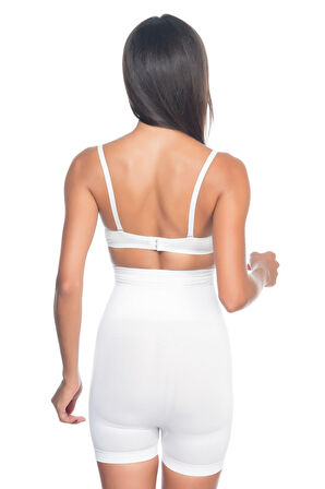 BEYAZ MI Emay 2075 Yüksek Bel Desenli Double Kısa Paça Korse