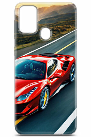 Samsung Galaxy M21S uyumlu Otomoto 25 TPU Silikon Kırmızı Ferrari