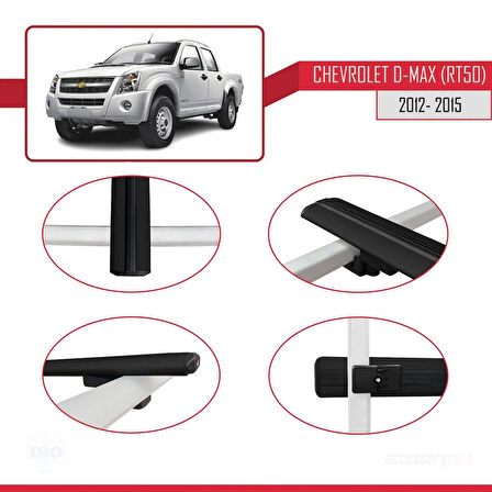 Chevrolet D-Max (RT50) 2012-2015 Arası ile Uyumlu BASIC Model Ara Atkı Tavan Barı Siyah 3 Adet