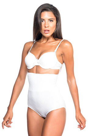 BEYAZ MI Emay 2079 Yüksek Bel Desenli Double Slip Korse