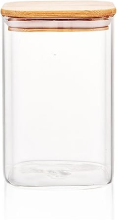 1100ml Sızdırmaz Vakumlu Bambu Kapaklı Borosilikat Cam Kavanoz – Hava Geçirmez &amp; Dayanıklı Gıda Saklama Kabı (10cm x 17cm)
