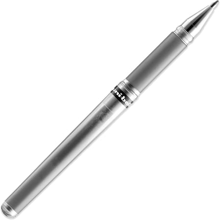 Signo Pen Geniş Metalik Jel Mürekkep Rollerball - Metal 1 mm Uç Ucu 0,65 mm Kauçuk Saplı Çizgi Genişliği - UM-153 - (6'lı Paket) - Beyaz, Gümüş ve Altın
