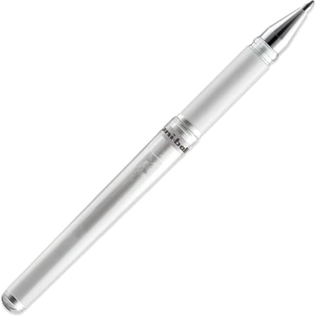 Signo Pen Geniş Metalik Jel Mürekkep Rollerball - Metal 1 mm Uç Ucu 0,65 mm Kauçuk Saplı Çizgi Genişliği - UM-153 - (6'lı Paket) - Beyaz, Gümüş ve Altın