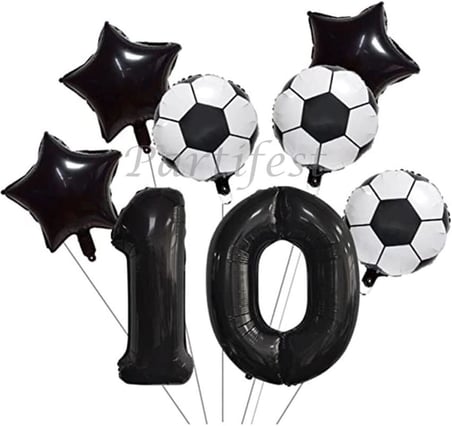 Futbol Temalı 10 Yaş Balon Seti Doğum Günü Dekorasyonu PSMACBLNST