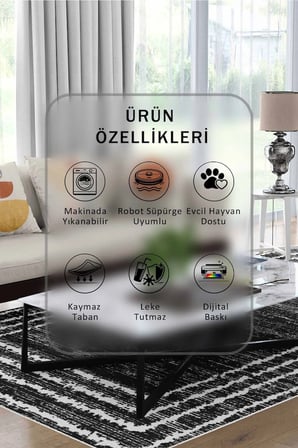 Yıkanabilir Kaymaz Taban Dijital Baskılı Halı ve Yolluk – Leke Tutmaz Salon & Mutfak Halısı