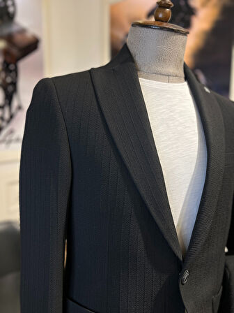 Guild Kratos Slim Fit Siyah Örme Ceket