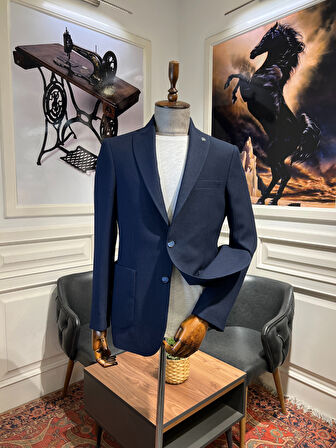 Guild Kratos Slim Fit Lacivert Örme Ceket