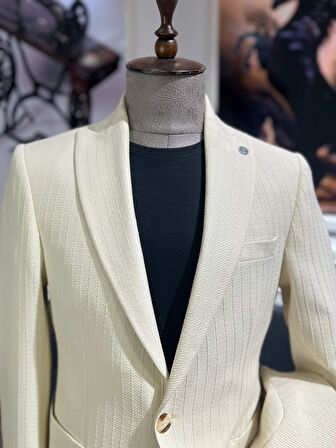 Guild Kratos Slim Fit Krem Örme Ceket