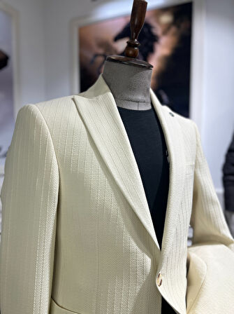 Guild Kratos Slim Fit Krem Örme Ceket