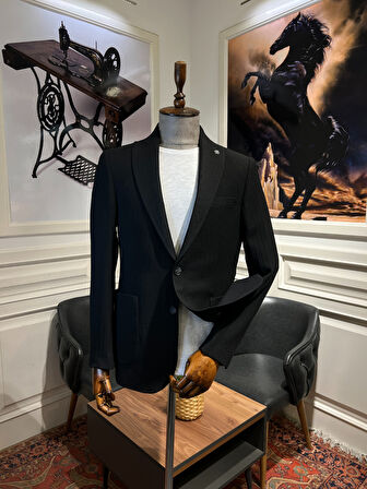 Guild Kratos Slim Fit Siyah Örme Ceket