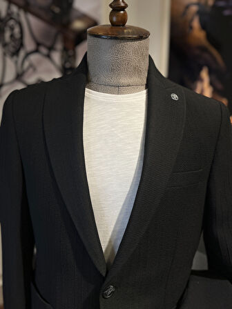 Guild Kratos Slim Fit Siyah Örme Ceket