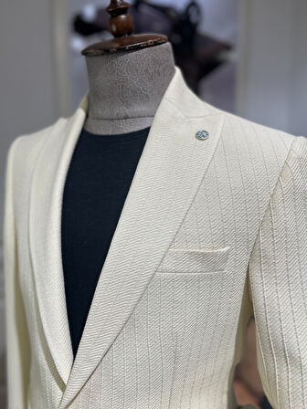 Guild Kratos Slim Fit Krem Örme Ceket