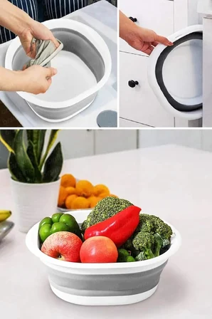 Akordiyonlu Katlanabilir Badya Leğen 5 Litre - Katlanabilir Yer Kaplamayan Badya ve Leğen (699)