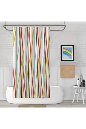 Banyo Perdesi Sonbahar Desen Yerli Üretim Duş Perdesi C-Halka Hediye 180x200cm Banyo Perdeleri